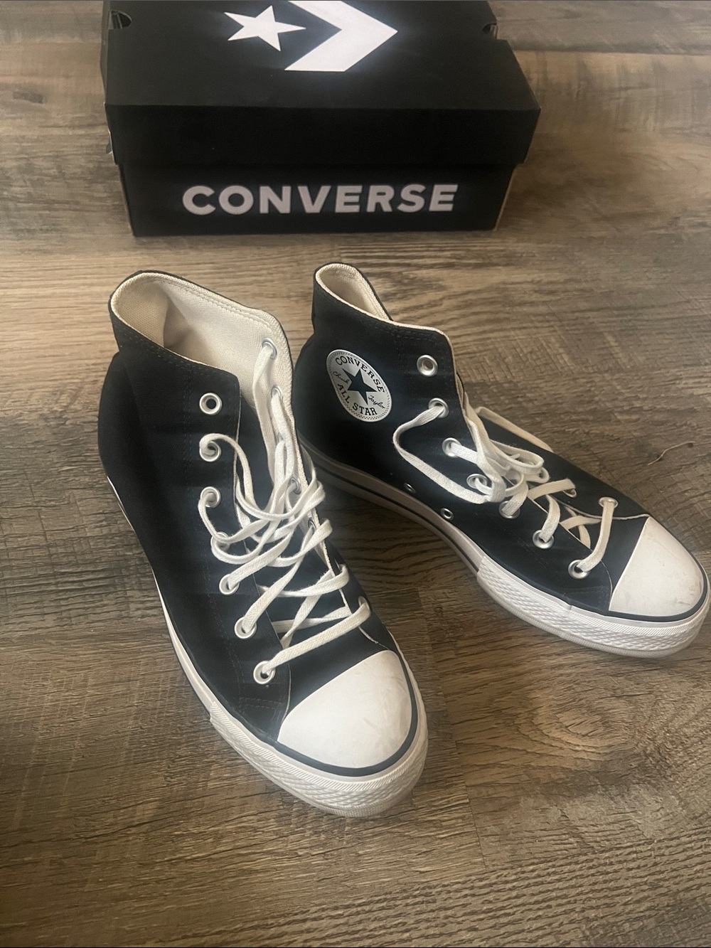 Converse Black and White High-Top Platform Canvas Sneakers